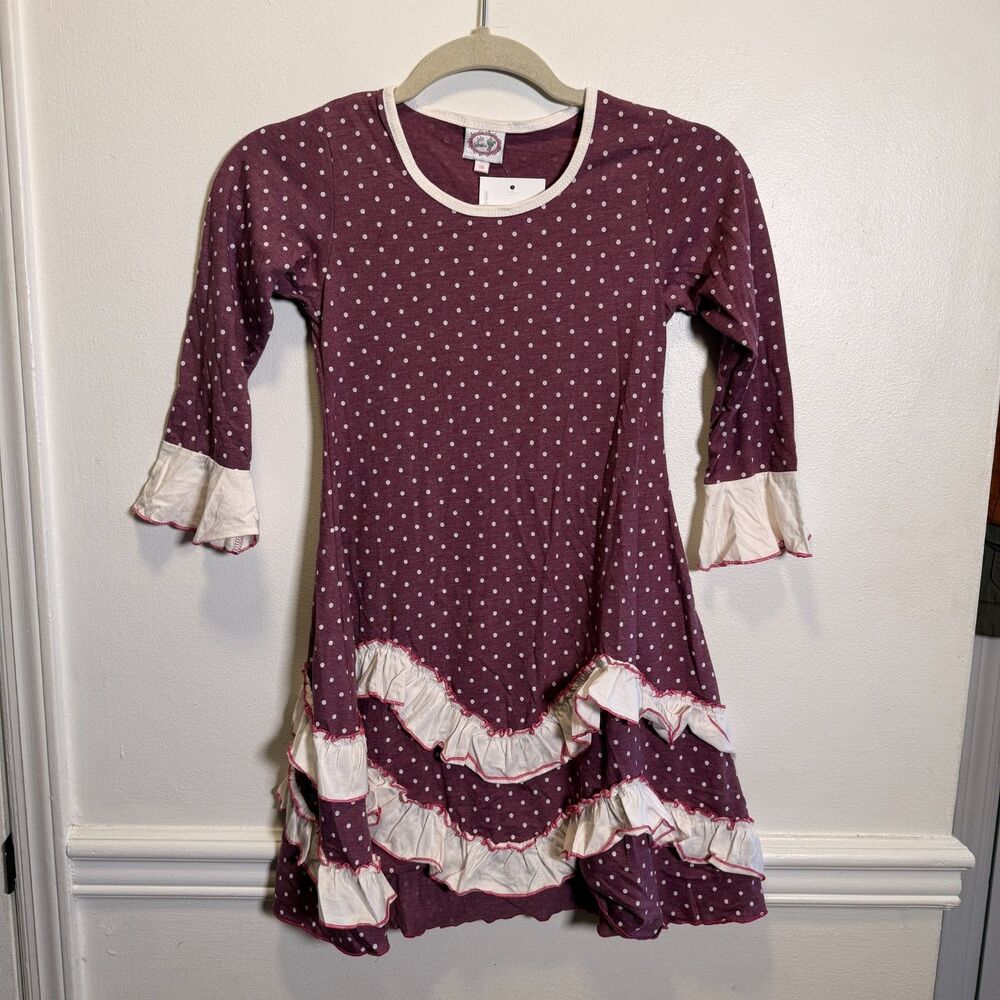 Lilli Lovebird Girls Size 10 Polka Dot Ruffle Dress Purple Cottagecore Boutique